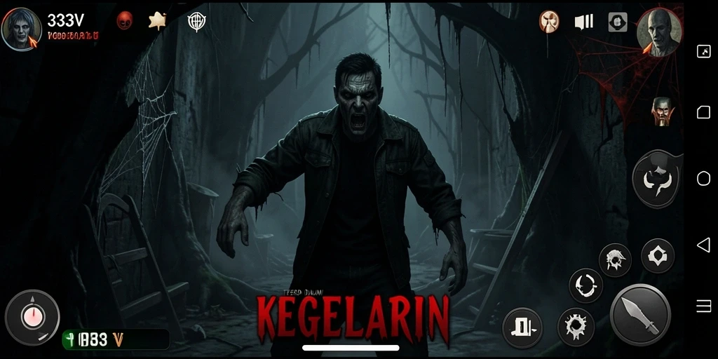 Tampilan gameplay 333V dengan suasana Horror yang mencekam.