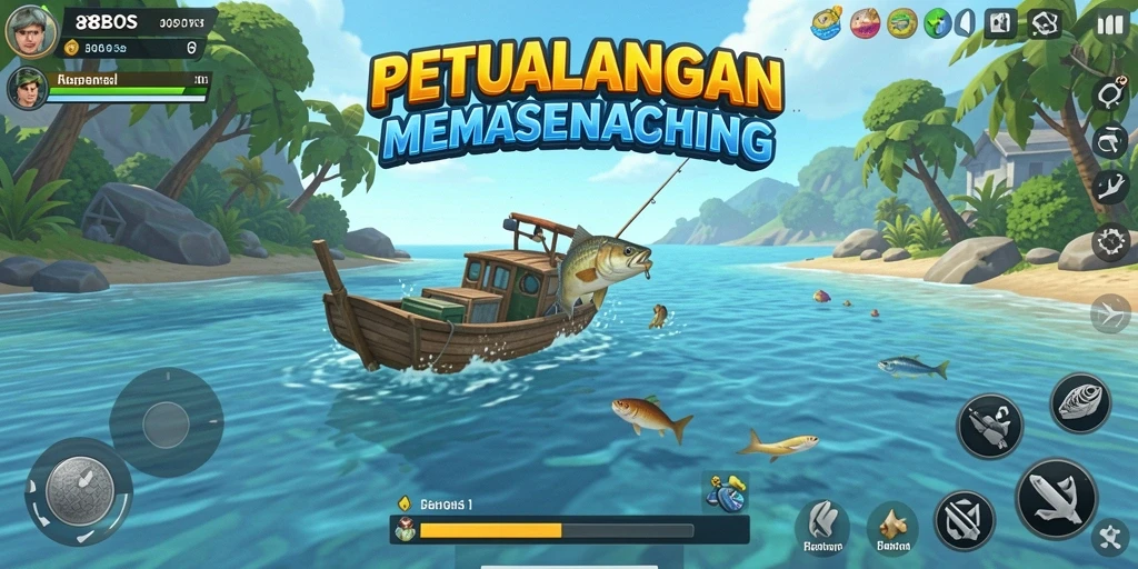 Gameplay seru dan menantang di 88BOS, menangkap ikan di alam virtual.