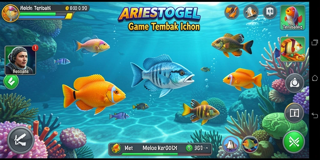 Tampilkan aksi seru dalam permainan Tembak Ikan ARIESTOGEL.