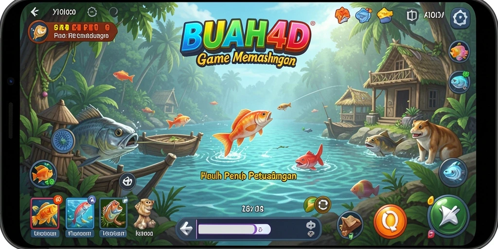 Screenshot BUAH4D menunjukkan pemain menangkap ikan di laut biru.