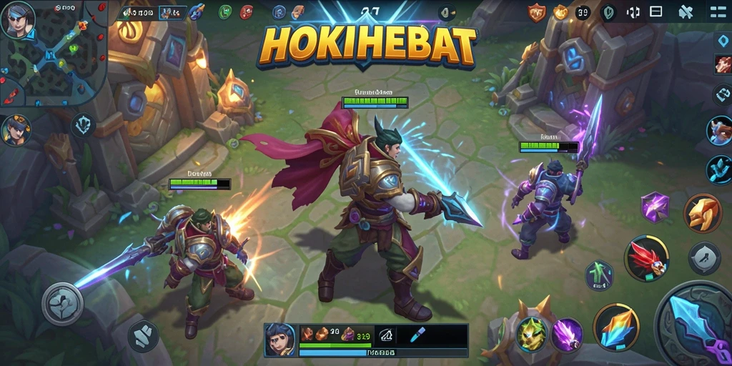 Screenshot gameplay HOKIHEBAT yang menampilkan aksi seru pertarungan tim.