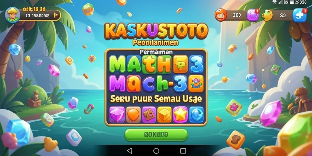 Tampilan gameplay seru KASKUSTOTO saat menyelesaikan level Match-3.