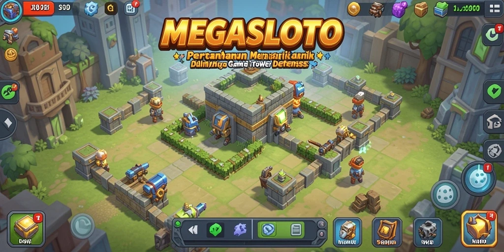 Tampilan gameplay menegangkan di MEGASLOTO dengan strategi Tower Defense.