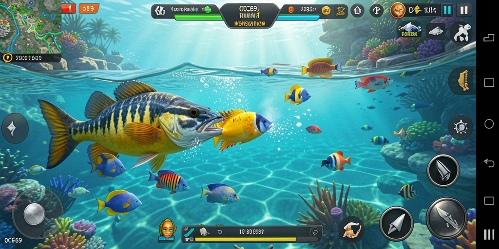 Tangkapan layar utama OCE69 menunjukkan keseruan gameplay Tembak Ikan.