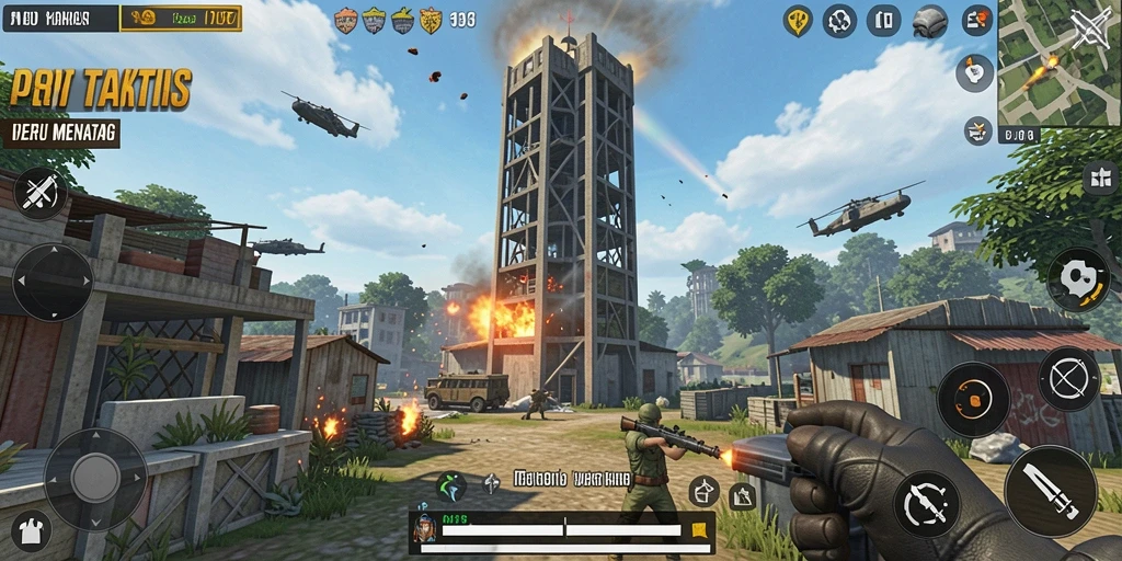 Tampilan menarik dari gameplay OLX17 Tower Defense.