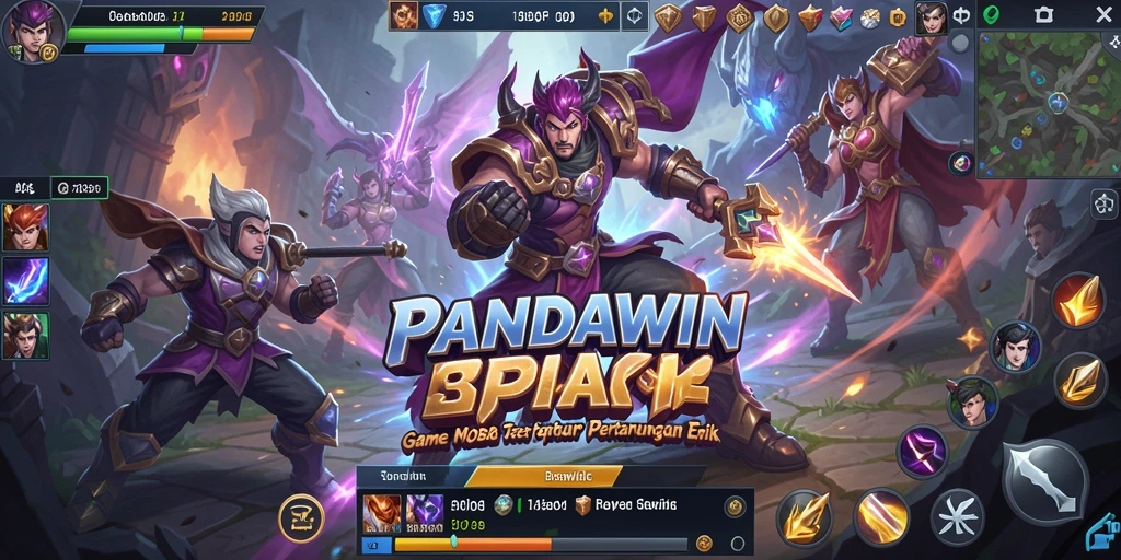 Screenshot dari gameplay seru dalam PANDAWIN, menampilkan aksi pertarungan MOBA.
