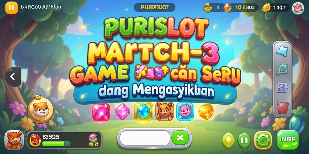 Screenshot gameplay <strong>PURISLOT</strong> menampilkan suasana seru permainan Match-3.
