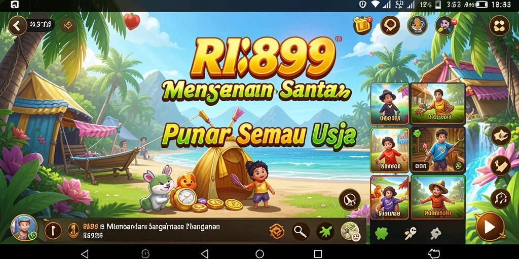 Screenshot gameplay dari RI889 yang menunjukkan suasana permainan santai.