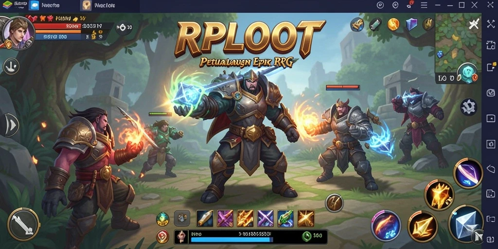 Screenshot gameplay RPLOOT menampilkan pertempuran seru dan karakter unik.