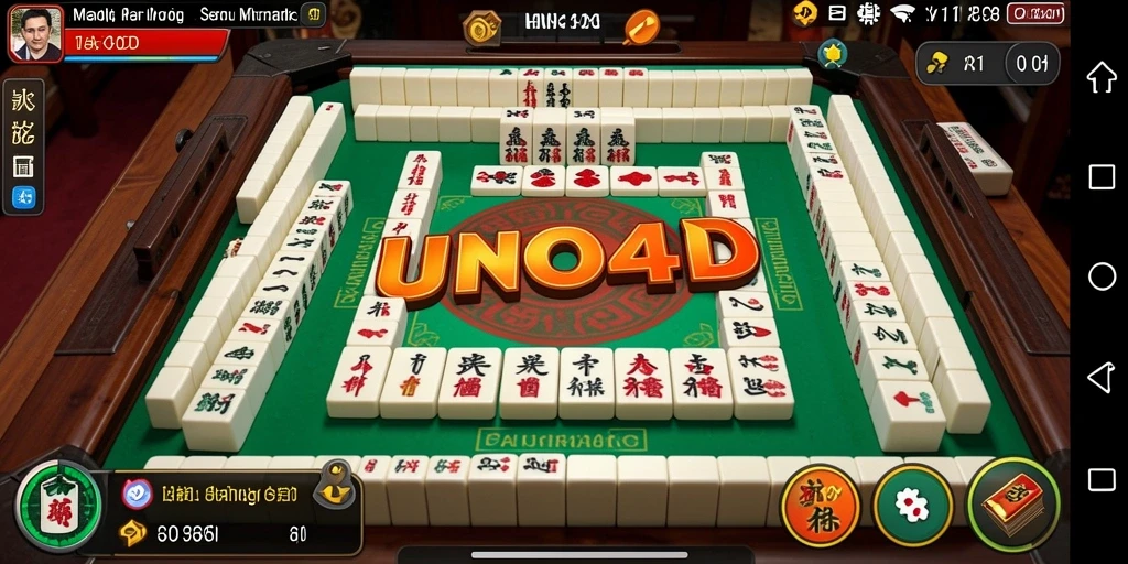 Tampilan gameplay <strong>UNO4D</strong> dengan elemen <strong>Mahjong</strong> yang menarik.